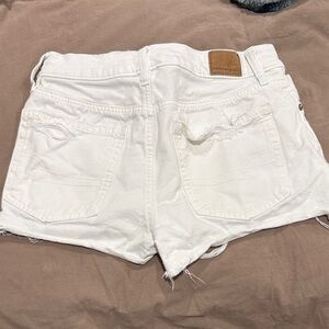 American Eagle Outfitters White Distressed High-Rise Jean Shorts